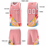 Custom Light Pink Gradient Graffiti Pattern Sports Uniform Basketball Jersey