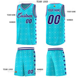 Custom Sky Blue Side Blocks Sports Uniform Basketball Jersey