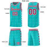 Custom Aqua Side Blocks Sports Uniform Basketball Jersey