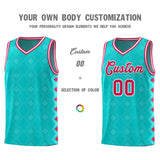 Custom Aqua Side Blocks Sports Uniform Basketball Jersey