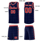 Custom Navy Side Blocks Sports Uniform Basketball Jersey