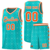 Custom Aqua Side Blocks Sports Uniform Basketball Jersey