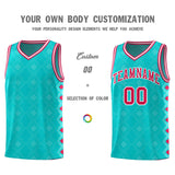 Custom Aqua Side Blocks Sports Uniform Basketball Jersey