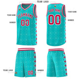 Custom Aqua Side Blocks Sports Uniform Basketball Jersey