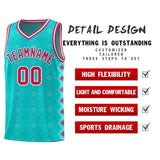 Custom Aqua Side Blocks Sports Uniform Basketball Jersey