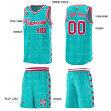 Custom Aqua Side Blocks Sports Uniform Basketball Jersey