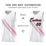 Custom White Diagonal Pinstripe Pattern Color Block Sports Uniform Basketball Jersey