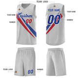 Custom Gray Diagonal Pinstripe Pattern Color Block Sports Uniform Basketball Jersey