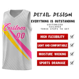 Custom Gray Diagonal Pinstripe Pattern Color Block Sports Uniform Basketball Jersey