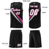 Custom Black Diagonal Pinstripe Pattern Color Block Sports Uniform Basketball Jersey