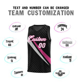 Custom Black Diagonal Pinstripe Pattern Color Block Sports Uniform Basketball Jersey