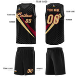 Custom Black Diagonal Pinstripe Pattern Color Block Sports Uniform Basketball Jersey