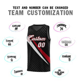 Custom Black Diagonal Pinstripe Pattern Color Block Sports Uniform Basketball Jersey