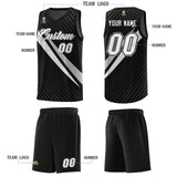 Custom Black Diagonal Pinstripe Pattern Color Block Sports Uniform Basketball Jersey