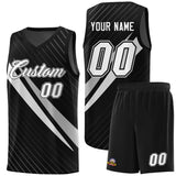 Custom Black Diagonal Pinstripe Pattern Color Block Sports Uniform Basketball Jersey