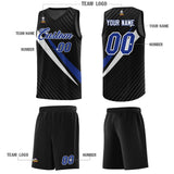 Custom Black Diagonal Pinstripe Pattern Color Block Sports Uniform Basketball Jersey