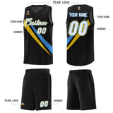 Custom Black Diagonal Pinstripe Pattern Color Block Sports Uniform Basketball Jersey
