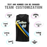 Custom Black Diagonal Pinstripe Pattern Color Block Sports Uniform Basketball Jersey