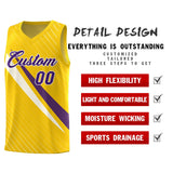 Custom Gold Diagonal Pinstripe Pattern Color Block Sports Uniform Basketball Jersey