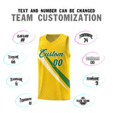 Custom Gold Diagonal Pinstripe Pattern Color Block Sports Uniform Basketball Jersey