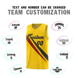 Custom Gold Diagonal Pinstripe Pattern Color Block Sports Uniform Basketball Jersey
