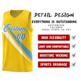 Custom Gold Diagonal Pinstripe Pattern Color Block Sports Uniform Basketball Jersey