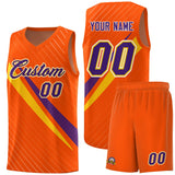Custom Orange Diagonal Pinstripe Pattern Color Block Sports Uniform Basketball Jersey