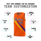 Custom Orange Diagonal Pinstripe Pattern Color Block Sports Uniform Basketball Jersey