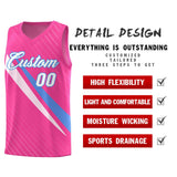 Custom Pink Diagonal Pinstripe Pattern Color Block Sports Uniform Basketball Jersey
