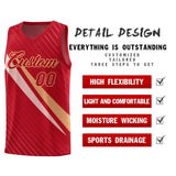 Custom Red Diagonal Pinstripe Pattern Color Block Sports Uniform Basketball Jersey