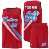 Custom Red Diagonal Pinstripe Pattern Color Block Sports Uniform Basketball Jersey