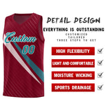 Custom Crimson Diagonal Pinstripe Pattern Color Block Sports Uniform Basketball Jersey