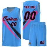 Custom Light Blue Diagonal Pinstripe Pattern Color Block Sports Uniform Basketball Jersey