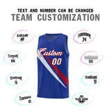 Custom Royal Diagonal Pinstripe Pattern Color Block Sports Uniform Basketball Jersey