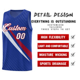 Custom Royal Diagonal Pinstripe Pattern Color Block Sports Uniform Basketball Jersey