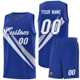 Custom Royal Diagonal Pinstripe Pattern Color Block Sports Uniform Basketball Jersey