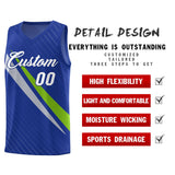 Custom Royal Diagonal Pinstripe Pattern Color Block Sports Uniform Basketball Jersey