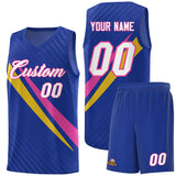 Custom Royal Diagonal Pinstripe Pattern Color Block Sports Uniform Basketball Jersey