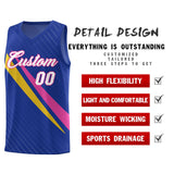 Custom Royal Diagonal Pinstripe Pattern Color Block Sports Uniform Basketball Jersey