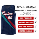 Custom Navy Diagonal Pinstripe Pattern Color Block Sports Uniform Basketball Jersey