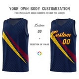 Custom Navy Diagonal Pinstripe Pattern Color Block Sports Uniform Basketball Jersey