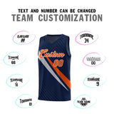 Custom Navy Diagonal Pinstripe Pattern Color Block Sports Uniform Basketball Jersey