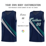 Custom Navy Diagonal Pinstripe Pattern Color Block Sports Uniform Basketball Jersey