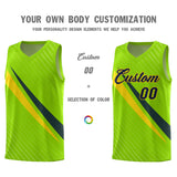 Custom Neon Green Diagonal Pinstripe Pattern Color Block Sports Uniform Basketball Jersey