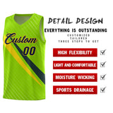 Custom Neon Green Diagonal Pinstripe Pattern Color Block Sports Uniform Basketball Jersey