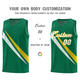 Custom Kelly Green Diagonal Pinstripe Pattern Color Block Sports Uniform Basketball Jersey