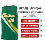 Custom Kelly Green Diagonal Pinstripe Pattern Color Block Sports Uniform Basketball Jersey