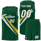 Custom Hunter Green Diagonal Pinstripe Pattern Color Block Sports Uniform Basketball Jersey