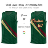 Custom Hunter Green Diagonal Pinstripe Pattern Color Block Sports Uniform Basketball Jersey