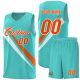 Custom Bright Green Diagonal Pinstripe Pattern Color Block Sports Uniform Basketball Jersey
